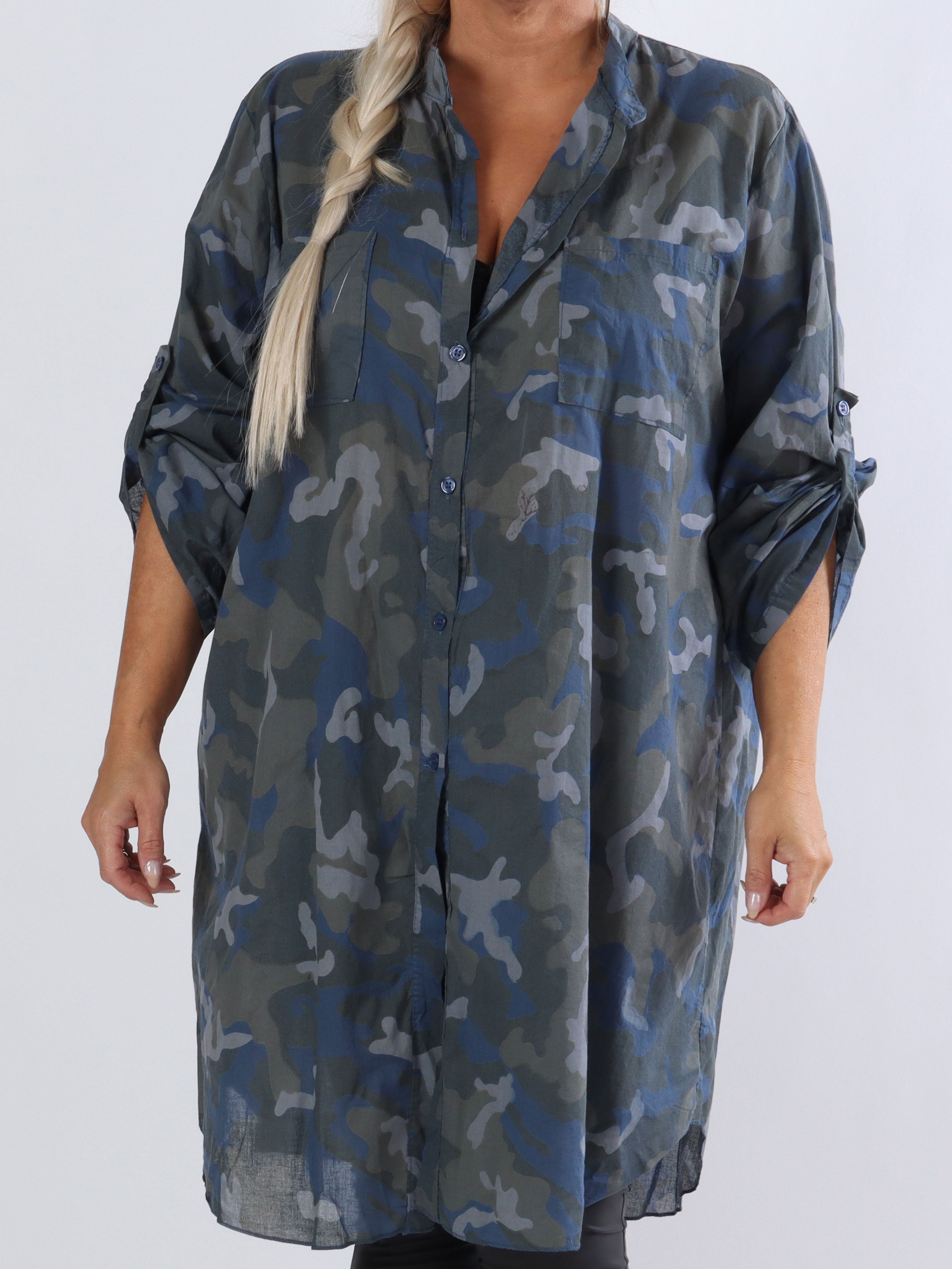 Berna Camo - Plus size skjorte i camouflageprint